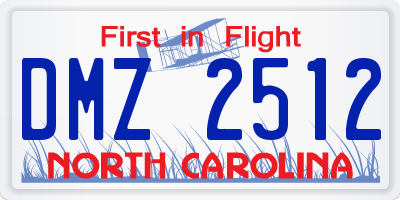 NC license plate DMZ2512