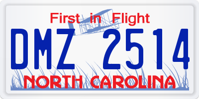 NC license plate DMZ2514