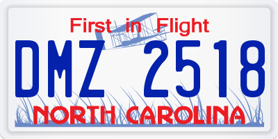 NC license plate DMZ2518