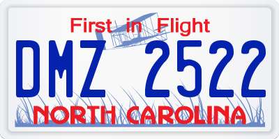 NC license plate DMZ2522
