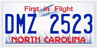 NC license plate DMZ2523