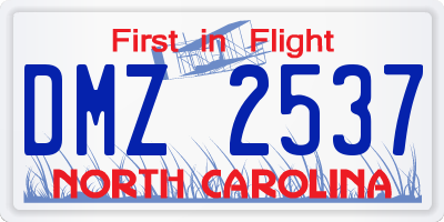 NC license plate DMZ2537