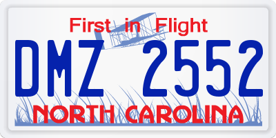 NC license plate DMZ2552