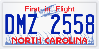 NC license plate DMZ2558