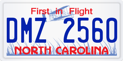NC license plate DMZ2560