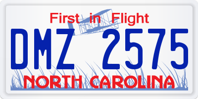 NC license plate DMZ2575