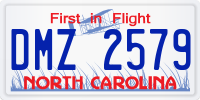 NC license plate DMZ2579