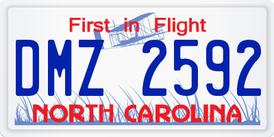 NC license plate DMZ2592