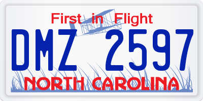 NC license plate DMZ2597