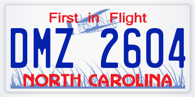 NC license plate DMZ2604