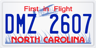 NC license plate DMZ2607