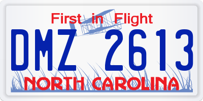 NC license plate DMZ2613