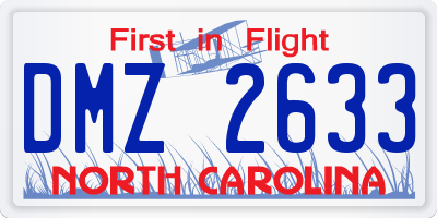 NC license plate DMZ2633