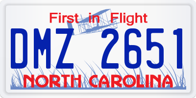 NC license plate DMZ2651