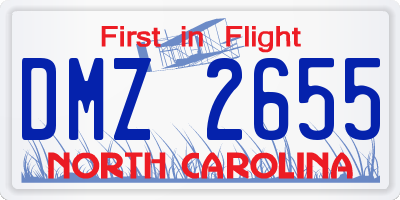 NC license plate DMZ2655