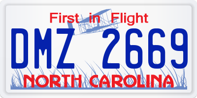 NC license plate DMZ2669