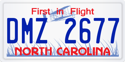 NC license plate DMZ2677