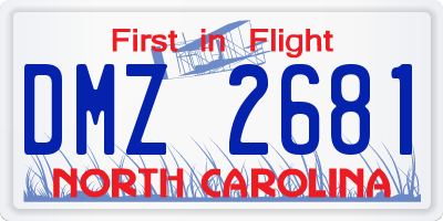NC license plate DMZ2681