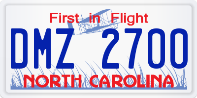 NC license plate DMZ2700
