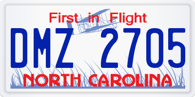 NC license plate DMZ2705