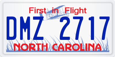 NC license plate DMZ2717