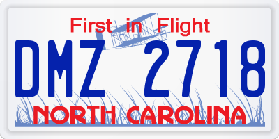 NC license plate DMZ2718
