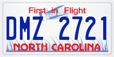 NC license plate DMZ2721