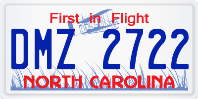 NC license plate DMZ2722