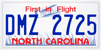 NC license plate DMZ2725