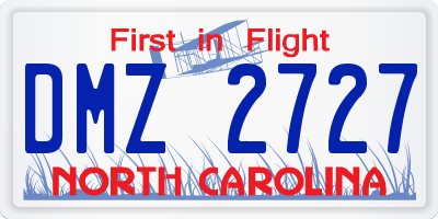 NC license plate DMZ2727