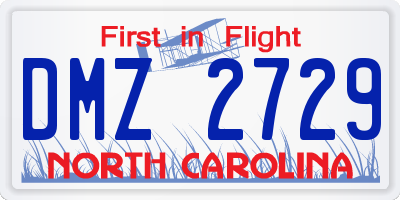 NC license plate DMZ2729