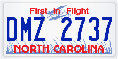NC license plate DMZ2737