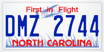 NC license plate DMZ2744