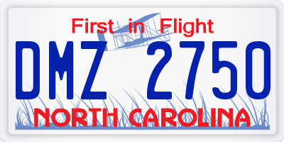 NC license plate DMZ2750