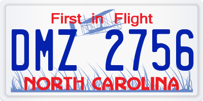 NC license plate DMZ2756