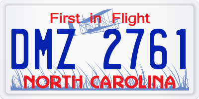 NC license plate DMZ2761