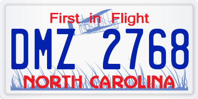 NC license plate DMZ2768