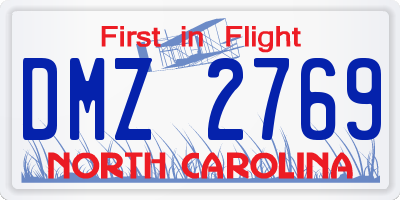 NC license plate DMZ2769