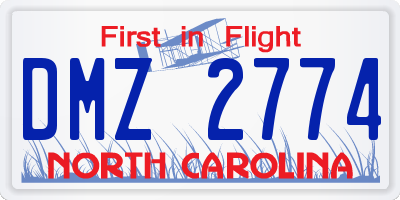 NC license plate DMZ2774