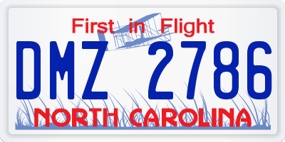 NC license plate DMZ2786