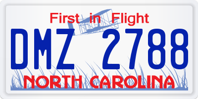 NC license plate DMZ2788