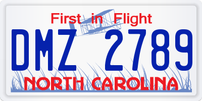 NC license plate DMZ2789