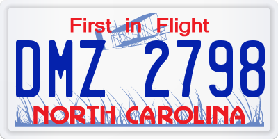 NC license plate DMZ2798