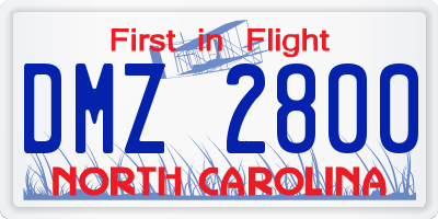 NC license plate DMZ2800