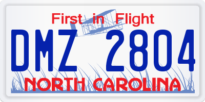 NC license plate DMZ2804