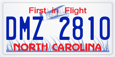 NC license plate DMZ2810