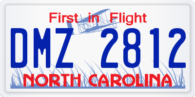 NC license plate DMZ2812