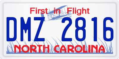 NC license plate DMZ2816