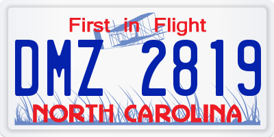 NC license plate DMZ2819