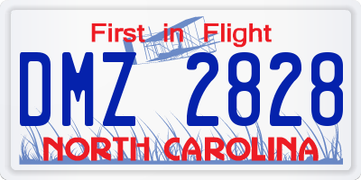 NC license plate DMZ2828